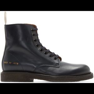 Common Projects Navy leather combat boots sz 40 / 7 US